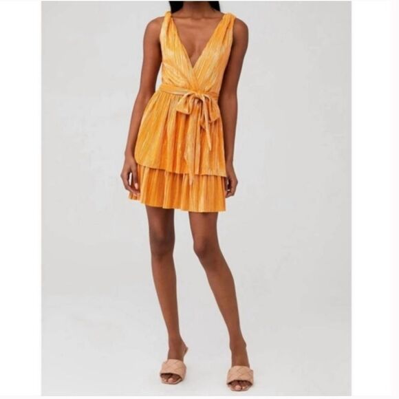 Sabina Musayev Bobo Metallic Mini Dress in Mandarin Size XS - Picture 1 of 8